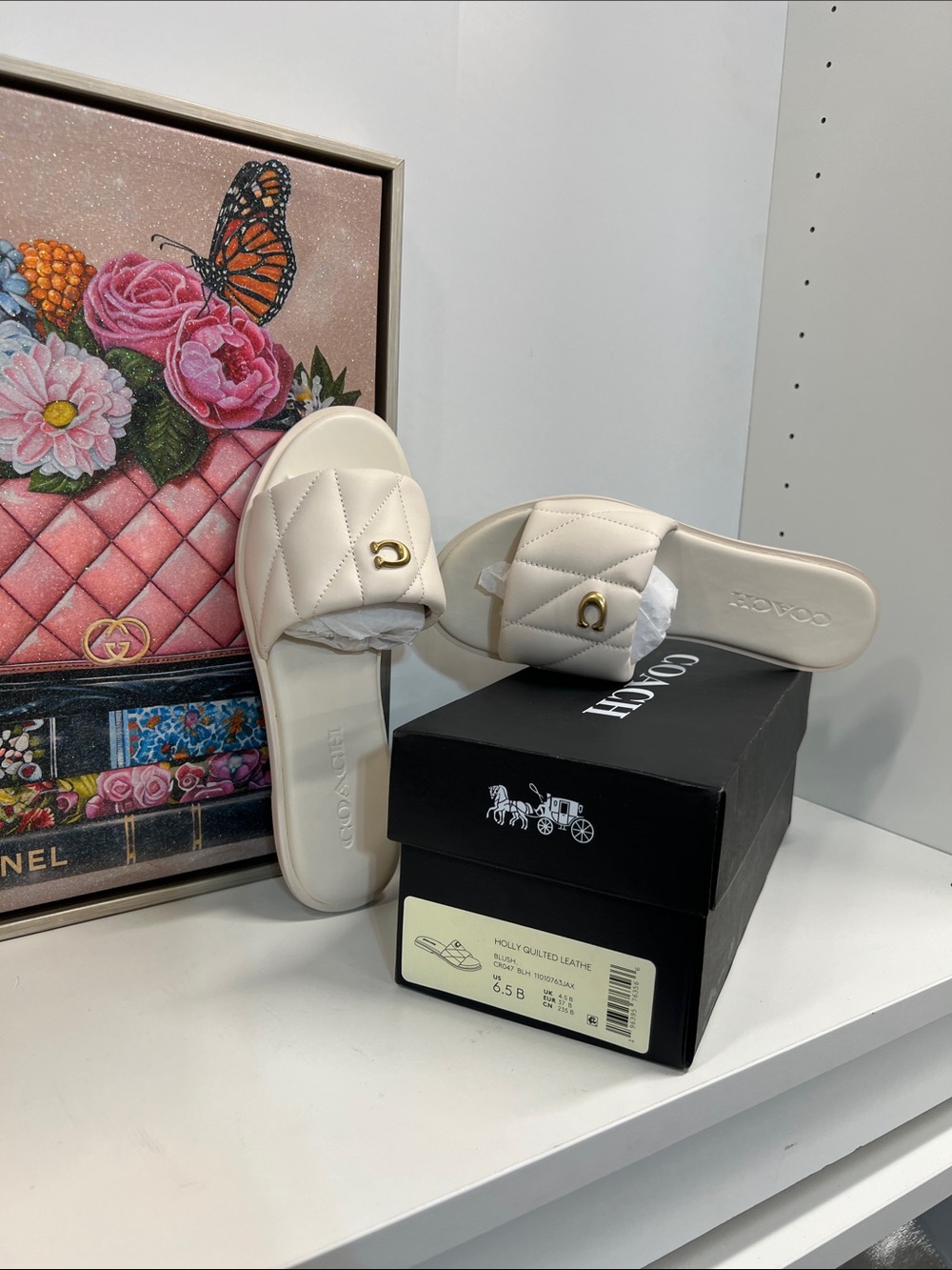 🔥🔥 Coach Holly Quilted leather Ivory color sandals brand new size 5.5 - Picture 3 of 7